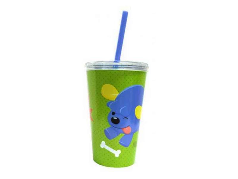 Copo com Canudo Acrílico Verde