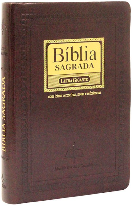 Bíblia letra gigante Almeida Revista Corrigida - capa luxo marrom nobre