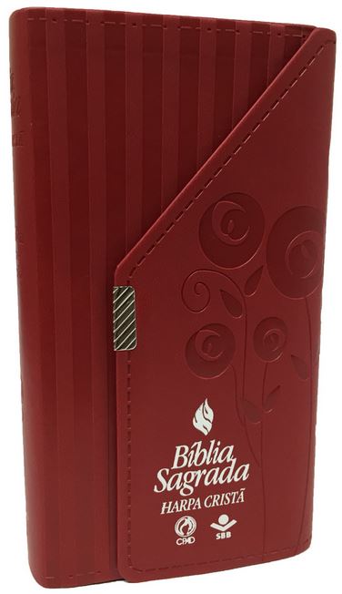 Bíblia Sagrada Carteira com Harpa Cristã (Vinho de riscas) 