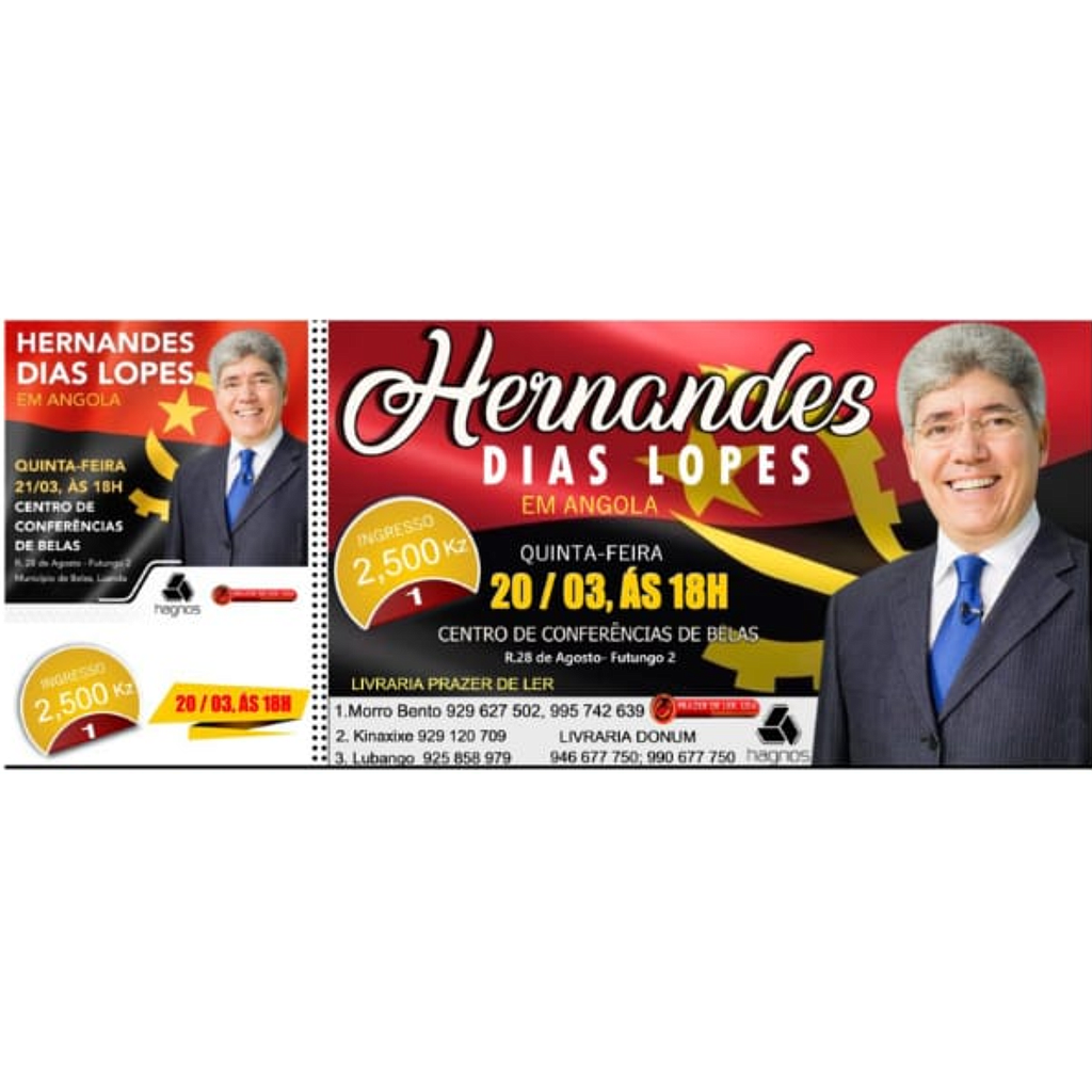 Bilhete para o dia 20/03/2019 para 1 participante com o Pastor Hernandes Dias Lopes