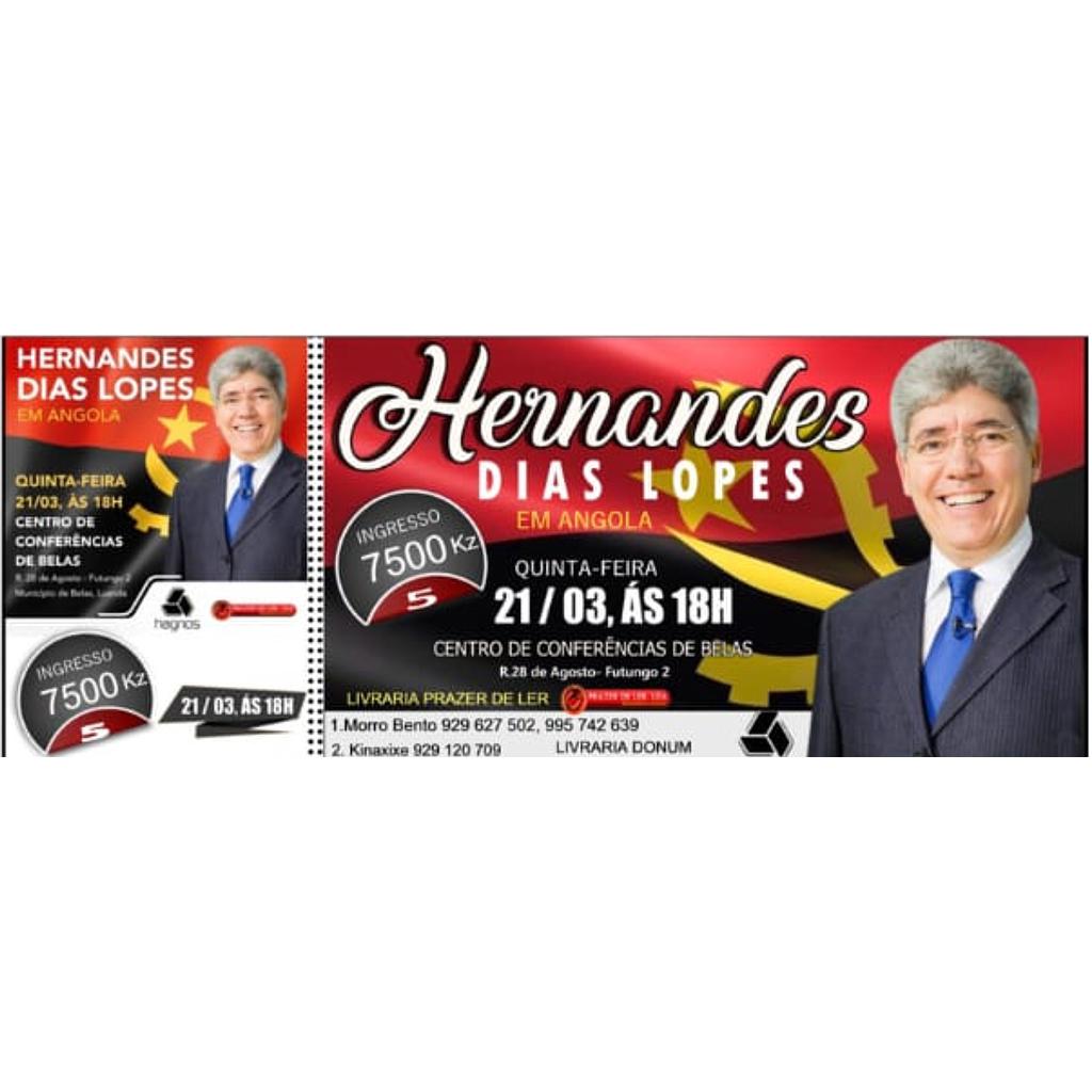 Bilhete para o dia 21/03/2019 para 5 participantes com o Pastor Hernandes Dias Lopes