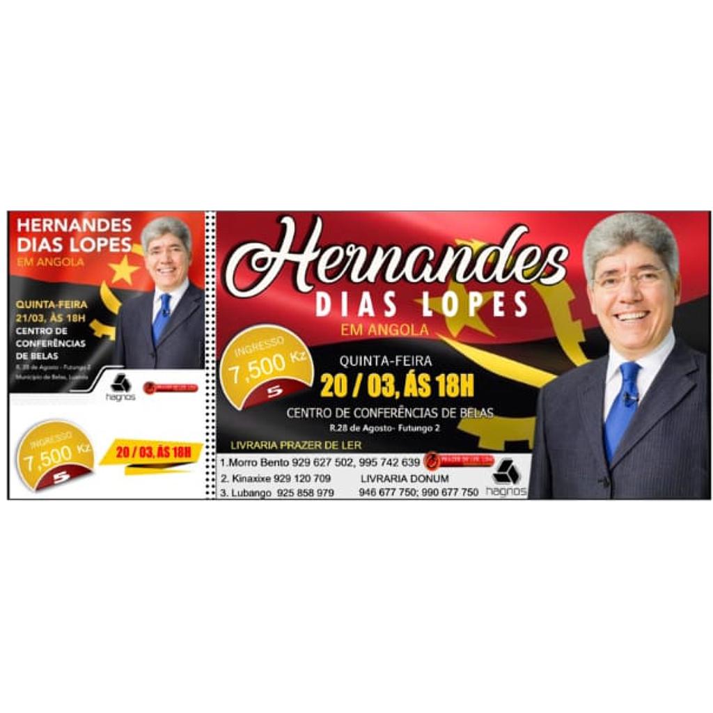 Bilhete para o dia 20/03/2019 para 5 participantes com o Pastor Hernandes Dias Lopes